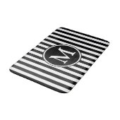 Tapis De Bain Monogramme Moderne Noir Et Blanc (Angle)
