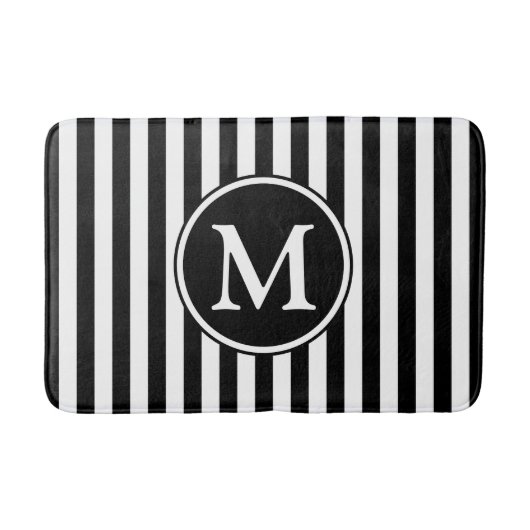 Tapis De Bain Monogramme Moderne Noir Et Blanc (Devant)