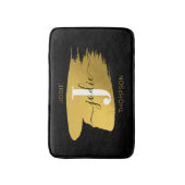 Tapis De Bain Monogramme moderne noir et or (Devant (Vertical))