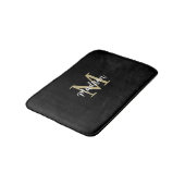 Tapis De Bain Monogramme moderne noir et sable tan (Angle)