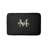Tapis De Bain Monogramme moderne noir et sable tan (Devant)