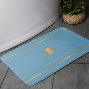 Tapis De Bain Monogramme moderne parties scintillant élégante bl