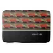 Tapis De Bain Monogramme moderne Poisson Saumon Design Noir Blan (Devant)