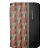 Tapis De Bain Monogramme moderne Poisson Saumon Design Noir Blan (devant Vertical)