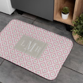 Tapis De Bain Monogramme moderne rose clair et beige