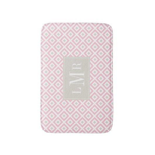 Tapis De Bain Monogramme moderne rose clair et beige (Devant (Vertical))
