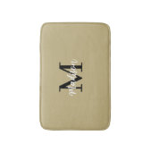 Tapis De Bain Monogramme Moderne Tan Sand et Noir (Devant (Vertical))