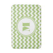 Tapis De Bain Monogramme moderne Vert Chevron rayures (Devant (Vertical))