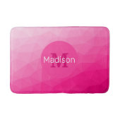 Tapis De Bain Monogramme Motif à maillage géométrique rose chaud (Devant)