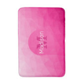 Tapis De Bain Monogramme Motif à maillage géométrique rose chaud (Devant (Vertical))