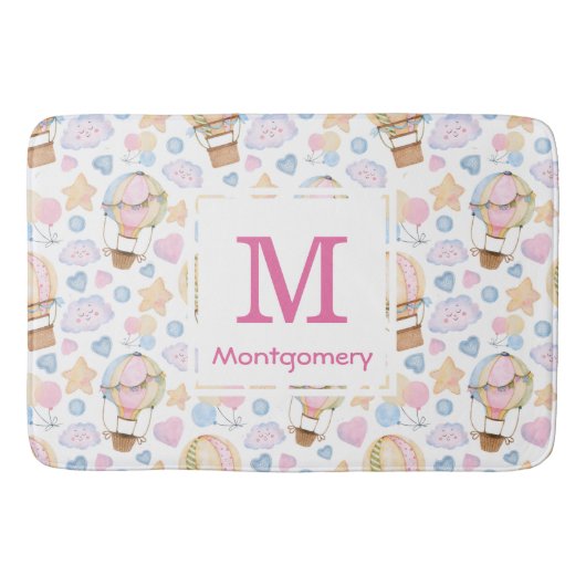 Tapis De Bain Monogramme Motif d'aquarelle moelleuse à air chaud (Devant)