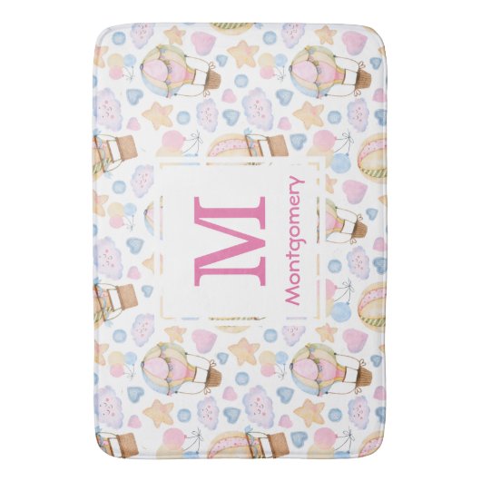 Tapis De Bain Monogramme Motif d'aquarelle moelleuse à air chaud (devant Vertical)