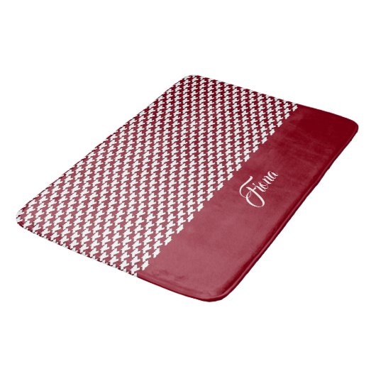 Tapis De Bain Monogramme motif de base rouge et blanc (Angle)