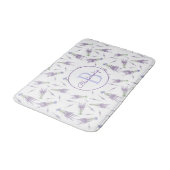 Tapis De Bain Monogramme Motif de boîtes de fleurs de lavande sè (Angle)