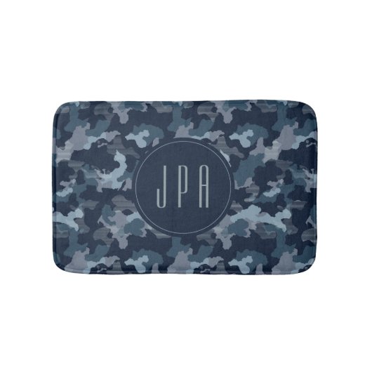 Tapis De Bain Monogramme Motif de Camouflage de l'armée bleue de (Devant)