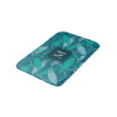 Tapis De Bain Monogramme Motif de poissons de natation moderne (Angle)