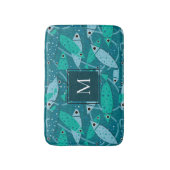 Tapis De Bain Monogramme Motif de poissons de natation moderne (Devant (Vertical))
