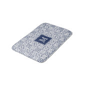 Tapis De Bain Monogramme Motif marocain chic Marine & White (Angle)