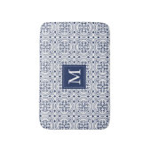 Tapis De Bain Monogramme Motif marocain chic Marine & White (Devant (Vertical))