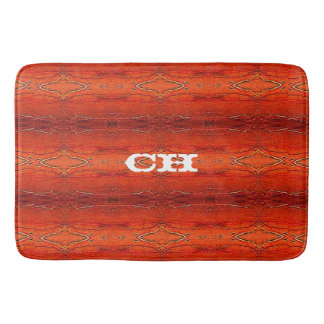 Tapis De Bain Monogramme motif rayures aztèques orange rustique