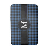 Tapis De Bain Monogramme Motif Rustique Blue Plaid Checks (Devant (Vertical))