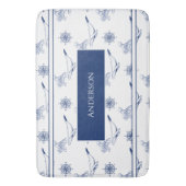 Tapis De Bain Monogramme nautique Baleines et poulpe marine Blan (devant Vertical)