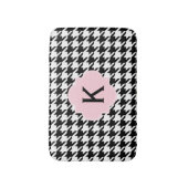 Tapis De Bain Monogramme Noir, Blanc et Pastel Rose Houndstooth (Devant (Vertical))