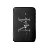 Tapis De Bain Monogramme noir blanc moderne Script Élégant fille (Devant (Vertical))