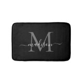 Tapis De Bain Monogramme noir blanc moderne Script Élégant fille (Devant)
