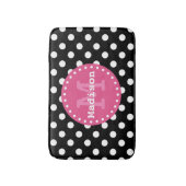 Tapis De Bain Monogramme noir blanc Pois rose (Devant (Vertical))