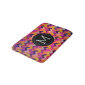 Tapis De Bain Monogramme noir Chevron coloré moderne (Angle)