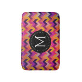 Tapis De Bain Monogramme noir Chevron coloré moderne (Devant (Vertical))