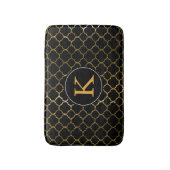 Tapis De Bain Monogramme noir de Quatrefoil de Marocain de (Devant (Vertical))