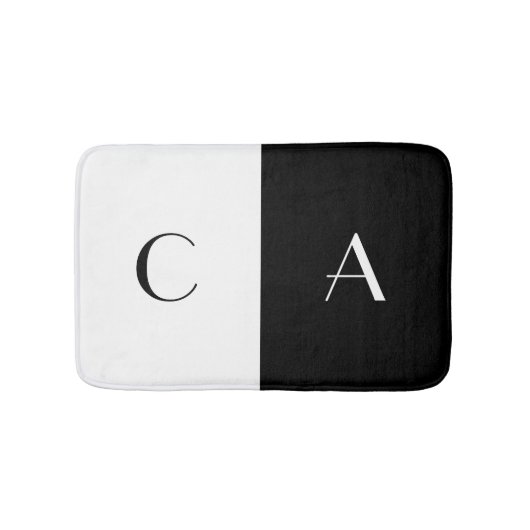 Tapis De Bain Monogramme noir et blanc (Devant)