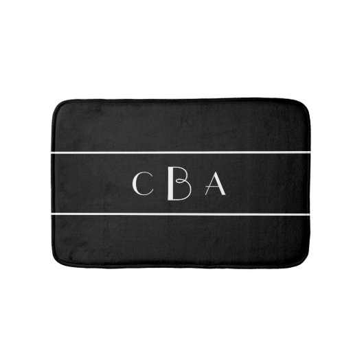 Tapis De Bain Monogramme noir et blanc (Devant)