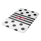 Tapis De Bain Monogramme Noir Et Blanc Bande Et Pois (Angle)