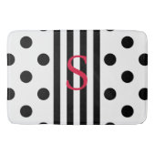 Tapis De Bain Monogramme Noir Et Blanc Bande Et Pois (Devant)