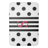 Tapis De Bain Monogramme Noir Et Blanc Bande Et Pois (devant Vertical)