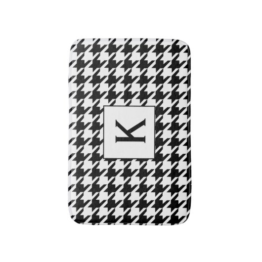 Tapis De Bain Monogramme noir et blanc modèle de base (Devant (Vertical))