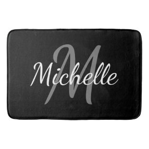 Tapis De Bain Monogramme noir et blanc tendance Monochrome