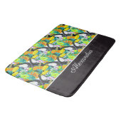 Tapis De Bain Monogramme noir et blanc Toucan Fleur tropicale (Angle)