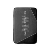 Tapis De Bain Monogramme noir gris artistique moderne (Devant (Vertical))