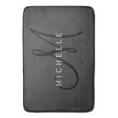 Tapis De Bain Monogramme noir professionnel Gris Votre nom (devant Vertical)