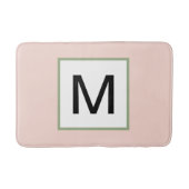 Tapis De Bain Monogramme noir rose et vert sage (Devant)