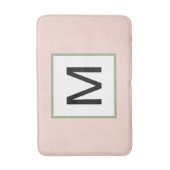 Tapis De Bain Monogramme noir rose et vert sage (Devant (Vertical))