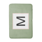 Tapis De Bain Monogramme noir Sage vert et blanc (Devant (Vertical))