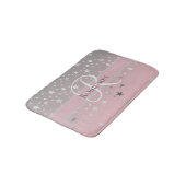 Tapis De Bain Monogramme Nom Initial Rose Gris Argent Tendance (Angle)