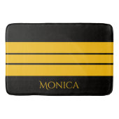 Tapis De Bain monogramme nom moderne noir et jaune (Devant)