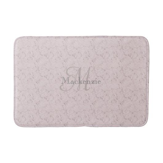 Tapis De Bain Monogramme Nom personnalisé Blush Pink Elegant Mar (Devant)