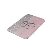 Tapis De Bain Monogramme Nom rose Grey Argent Stars tendance (Angle)